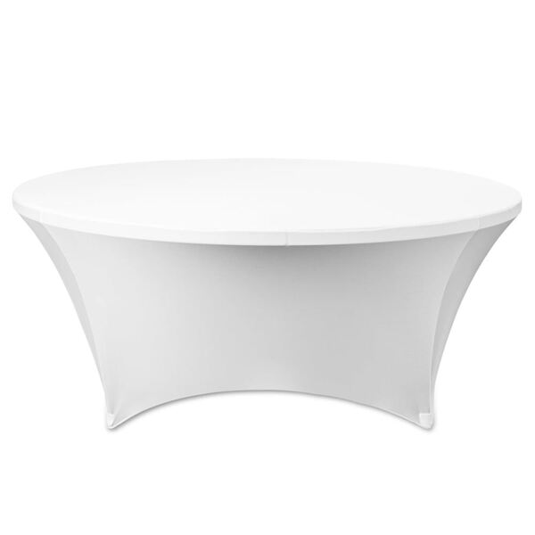 Husă elastică albă pentru masă rotundă evenimente R183
