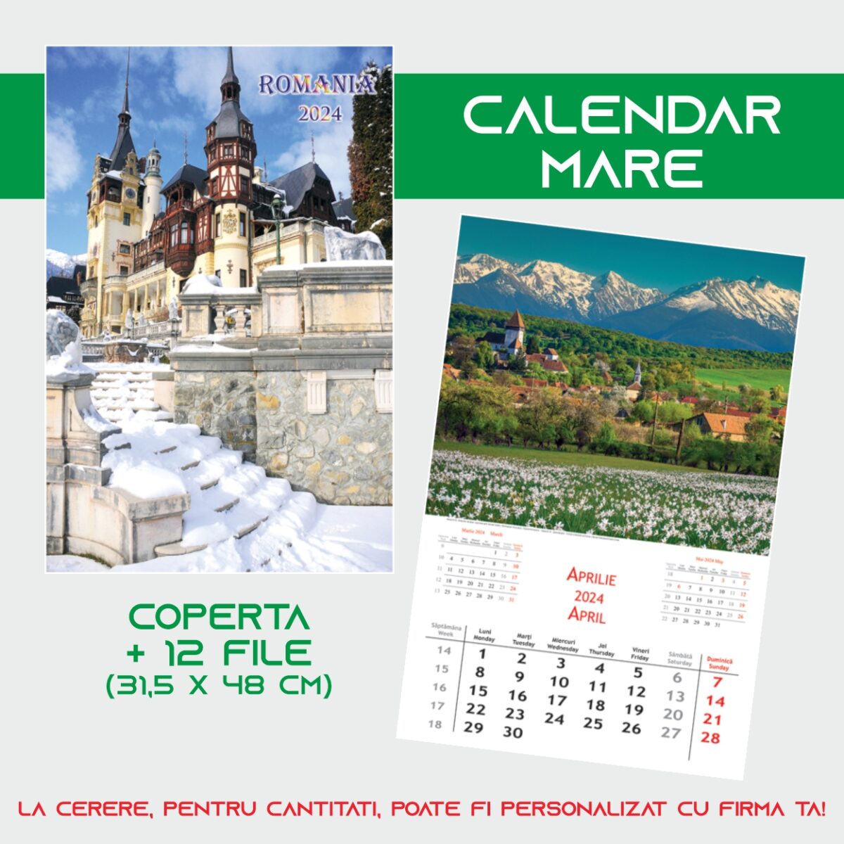 Calendar de perete cu imagini, România, 2024