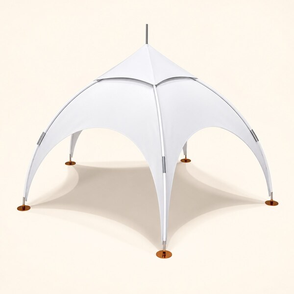 Cort Dome 5 × 5 m alb, nepersonalizat, simulare de produs