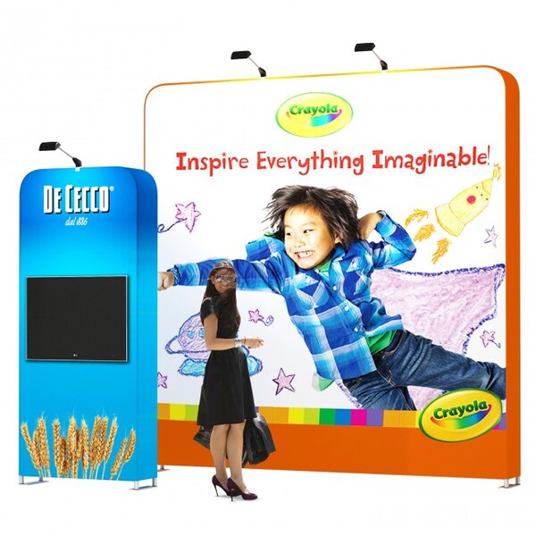 Perete textil Wave Drept Volum cu print personalizat, înălțime 230 cm și adâncime 100 cm