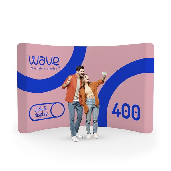 Perete textil curbat 4 m Wave Curved 400 WV-400C, cu print personalizat