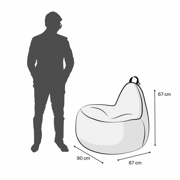 Dimensiuni fotoliu puf Big Chill: 90 × 87 × 67 cm