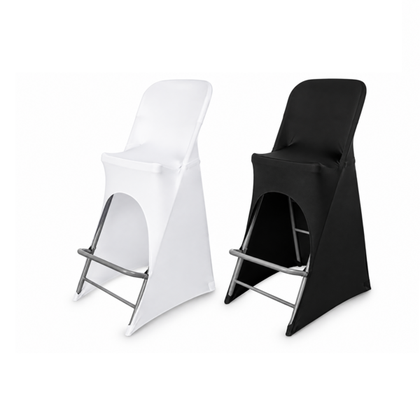 Husă elastică scaun cocktail evenimente albă și neagră