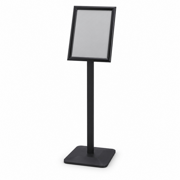 Menu Board A3 SH negru, cu ramă click, picior și bază metalică