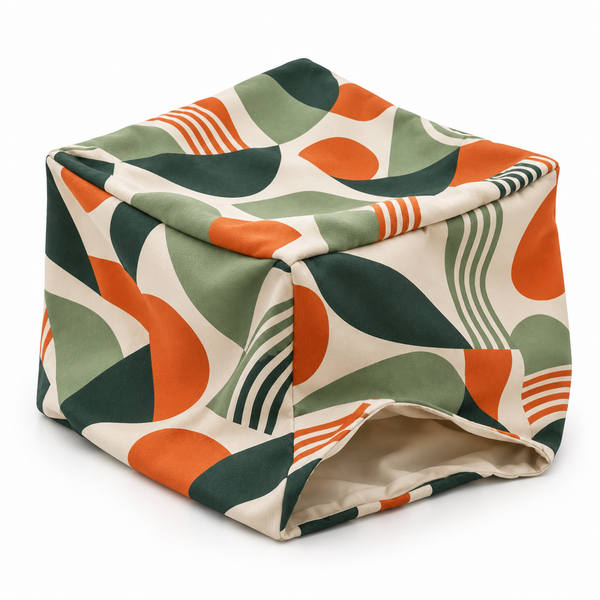 Print textil pentru taburet cub 45 cm: husă goală personalizată, fără corpul din spumă