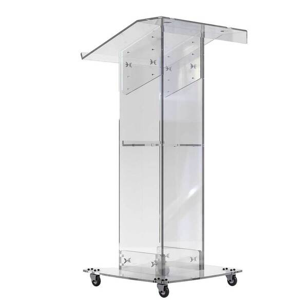 Pupitru reglabil din plexiglas LE270, transparent, cu patru roți