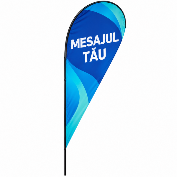 Steag publicitar lacrimă XL SH, cu sistem negru și print nou personalizat, fără bază