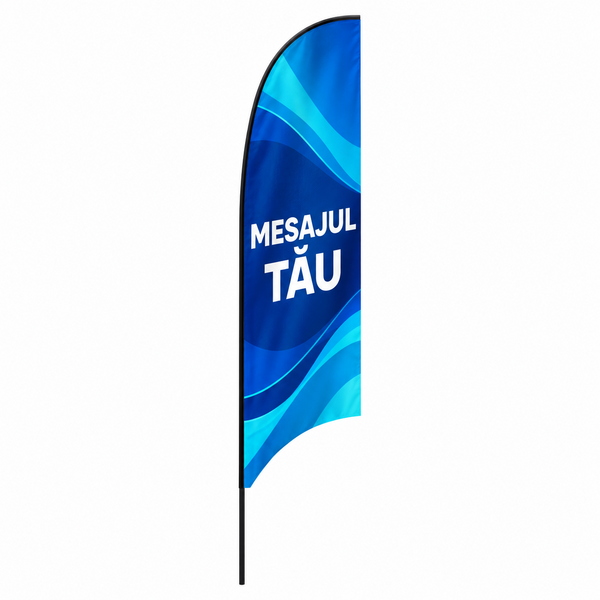 Steag publicitar velă S SH, cu sistem negru și print nou personalizat, fără bază